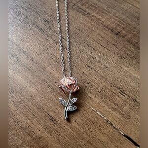 Beauty and the beast rose necklace